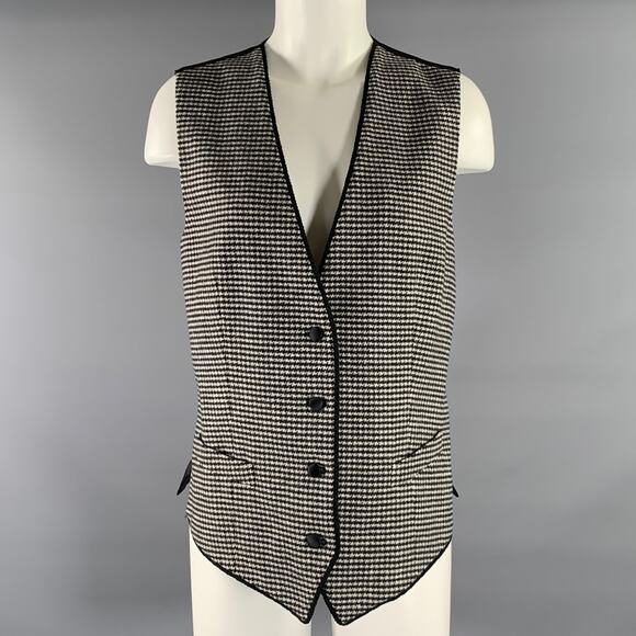 DOLCE & GABBANA Size M Black White Wool Blend Houndstooth Classic Vest